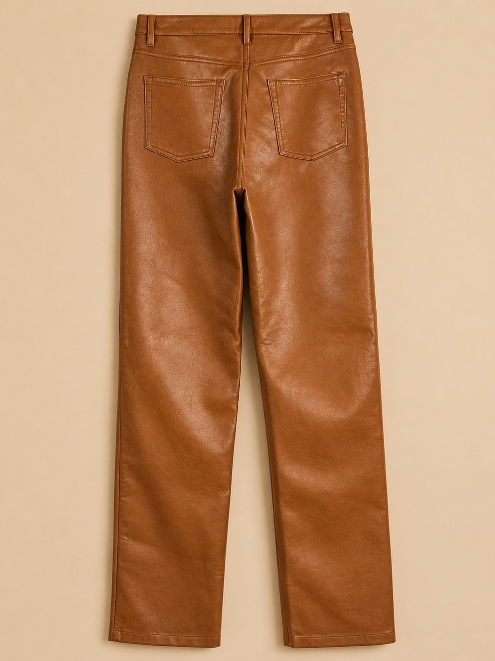 NWT Aritzia Wilfred High Rise Straight Leg Vegan Learher Pants in Chestnut - Picture 2 of 8